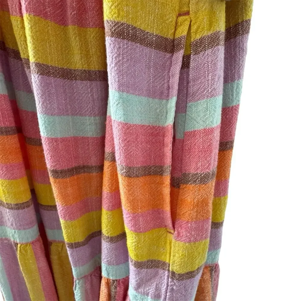 Cat & Jack Girls Striped Multi Colored Maxi Dress Size XL (14) Linen Blend